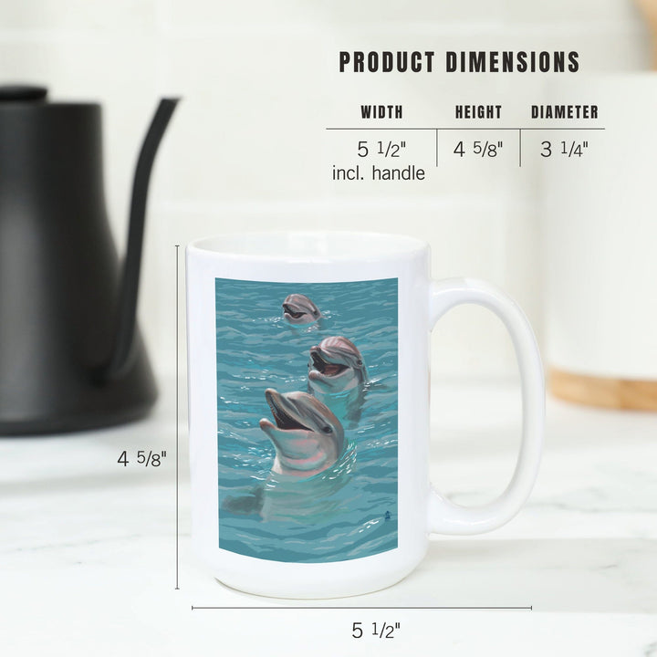 Dolphins, Lantern Press Artwork, Ceramic Mug Mugs Lantern Press 