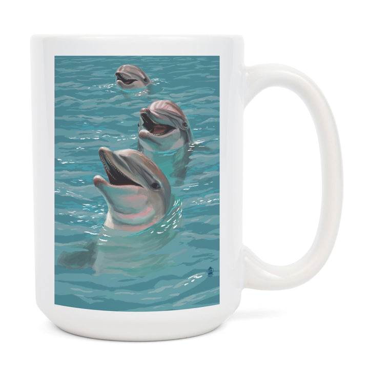 Dolphins, Lantern Press Artwork, Ceramic Mug Mugs Lantern Press 
