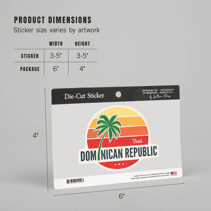 Dominican Republic, Sun Vector, Contour, Vinyl Sticker Sticker Lantern Press 