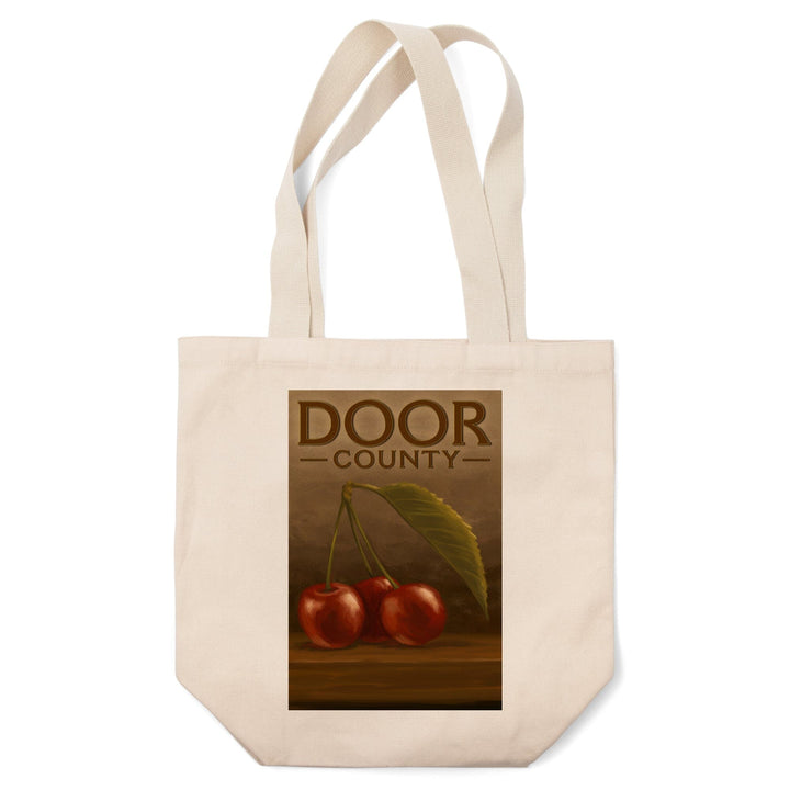 Door County, Wisconsin, Cherries, Oil Painting, Tote Bag Totes Lantern Press 