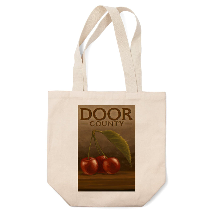 Door County, Wisconsin, Cherries, Oil Painting, Tote Bag Totes Lantern Press 