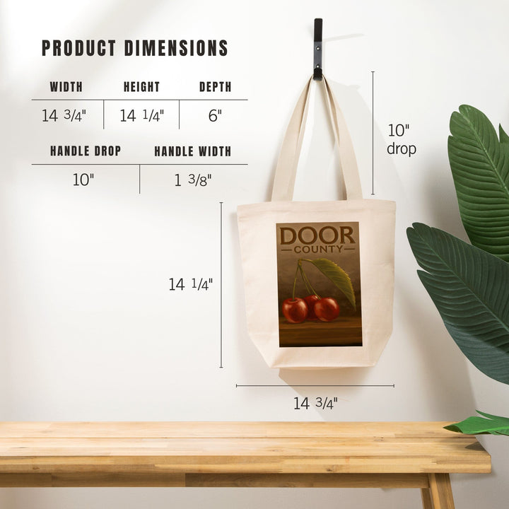 Door County, Wisconsin, Cherries, Oil Painting, Tote Bag Totes Lantern Press 