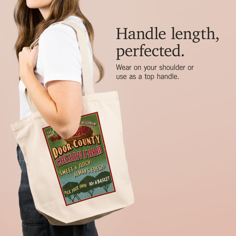 Door County, Wisconsin, Cherry Vintage Sign, Tote Bag Totes Lantern Press 