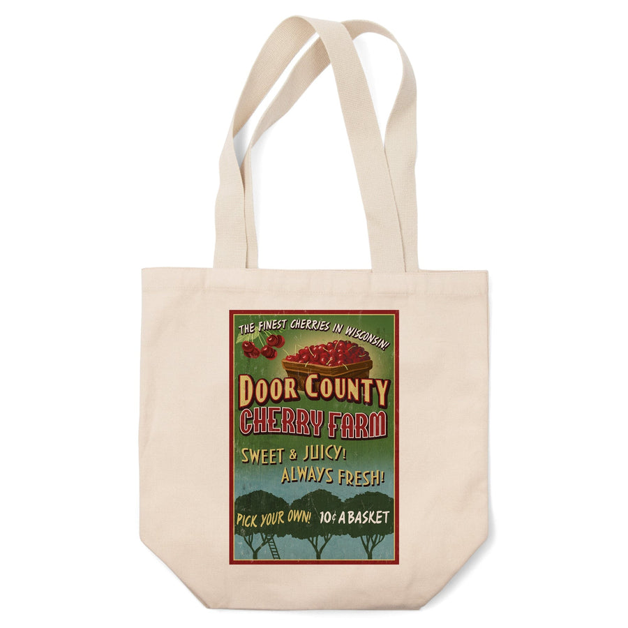 Door County, Wisconsin, Cherry Vintage Sign, Tote Bag Totes Lantern Press 