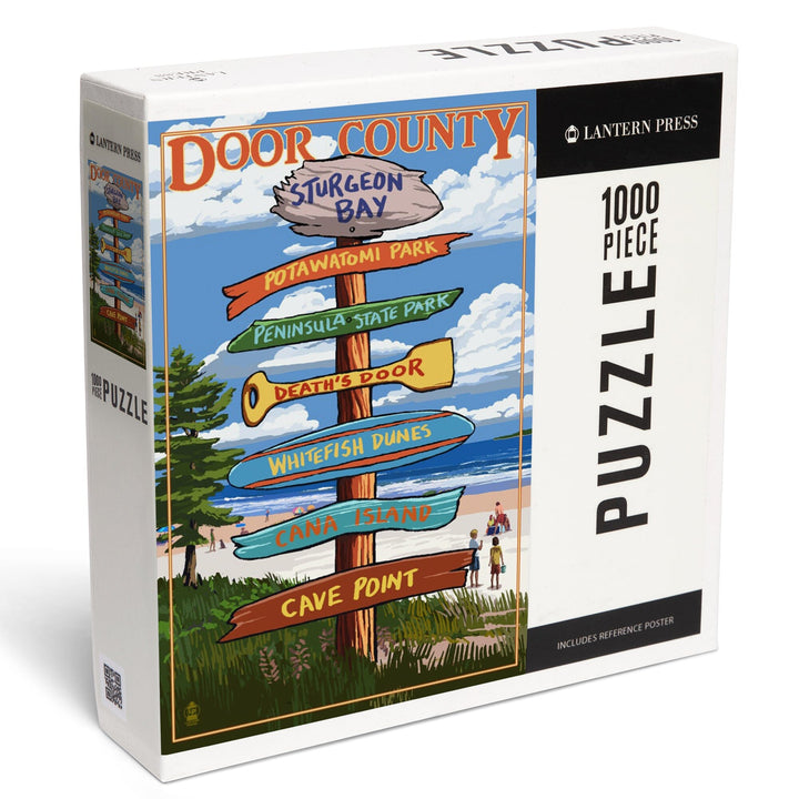 Door County, Wisconsin, Destination Signpost, Jigsaw Puzzle Puzzle Lantern Press 