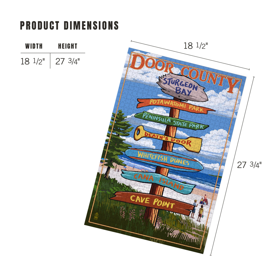 Door County, Wisconsin, Destination Signpost, Jigsaw Puzzle Puzzle Lantern Press 