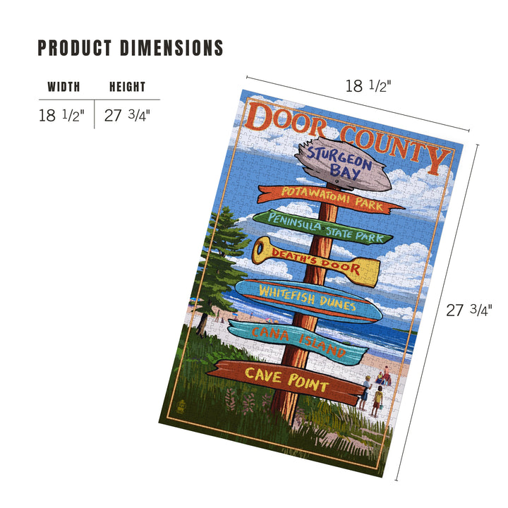 Door County, Wisconsin, Destination Signpost, Jigsaw Puzzle Puzzle Lantern Press 