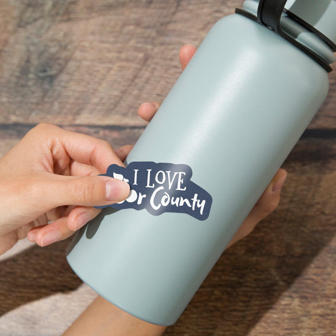 Door County, Wisconsin, I Love Door County, Contour, Vinyl Sticker - Lantern Press