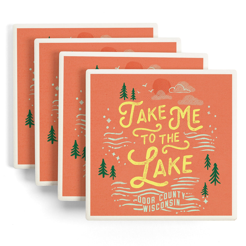 Door County, Wisconsin, Lake Life Series, Take Me to The Lake, Coasters Coasters Lantern Press 