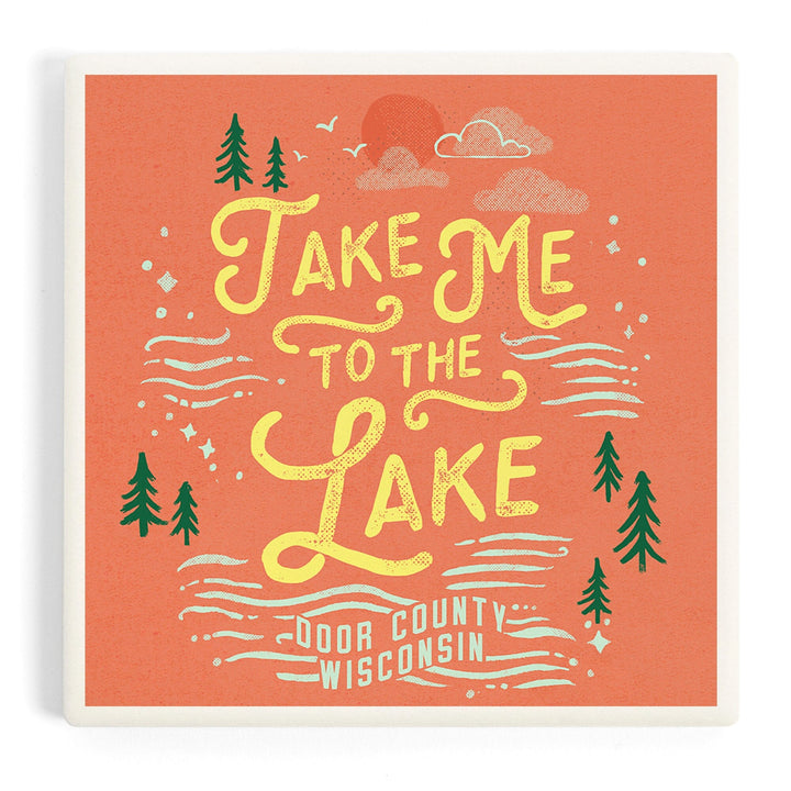 Door County, Wisconsin, Lake Life Series, Take Me to The Lake, Coasters Coasters Lantern Press 
