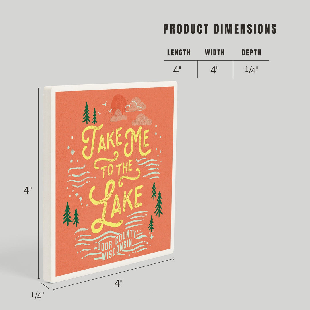 Door County, Wisconsin, Lake Life Series, Take Me to The Lake, Coasters Coasters Lantern Press 