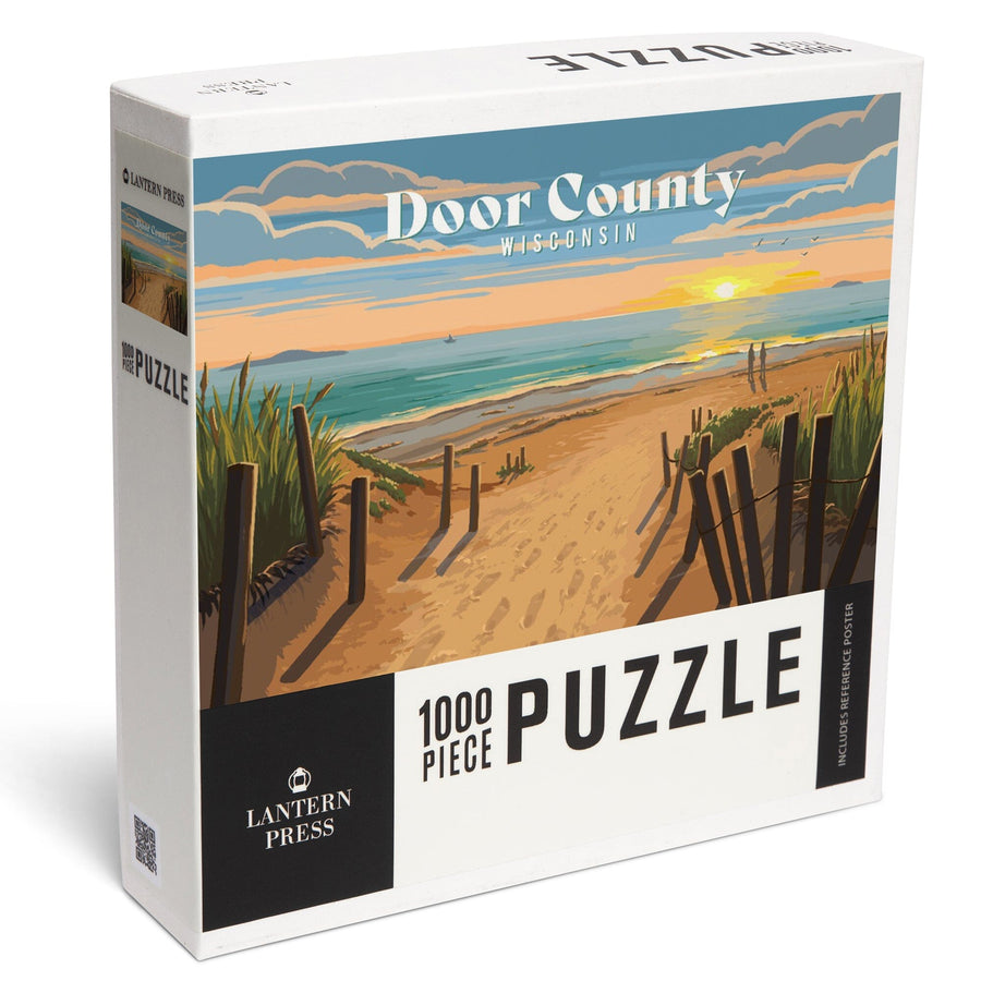 Door County, Wisconsin, Painterly, Sand Soul Sun, Beach Path, Jigsaw Puzzle Puzzle Lantern Press 