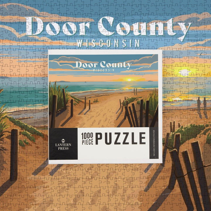 Door County, Wisconsin, Painterly, Sand Soul Sun, Beach Path, Jigsaw Puzzle Puzzle Lantern Press 