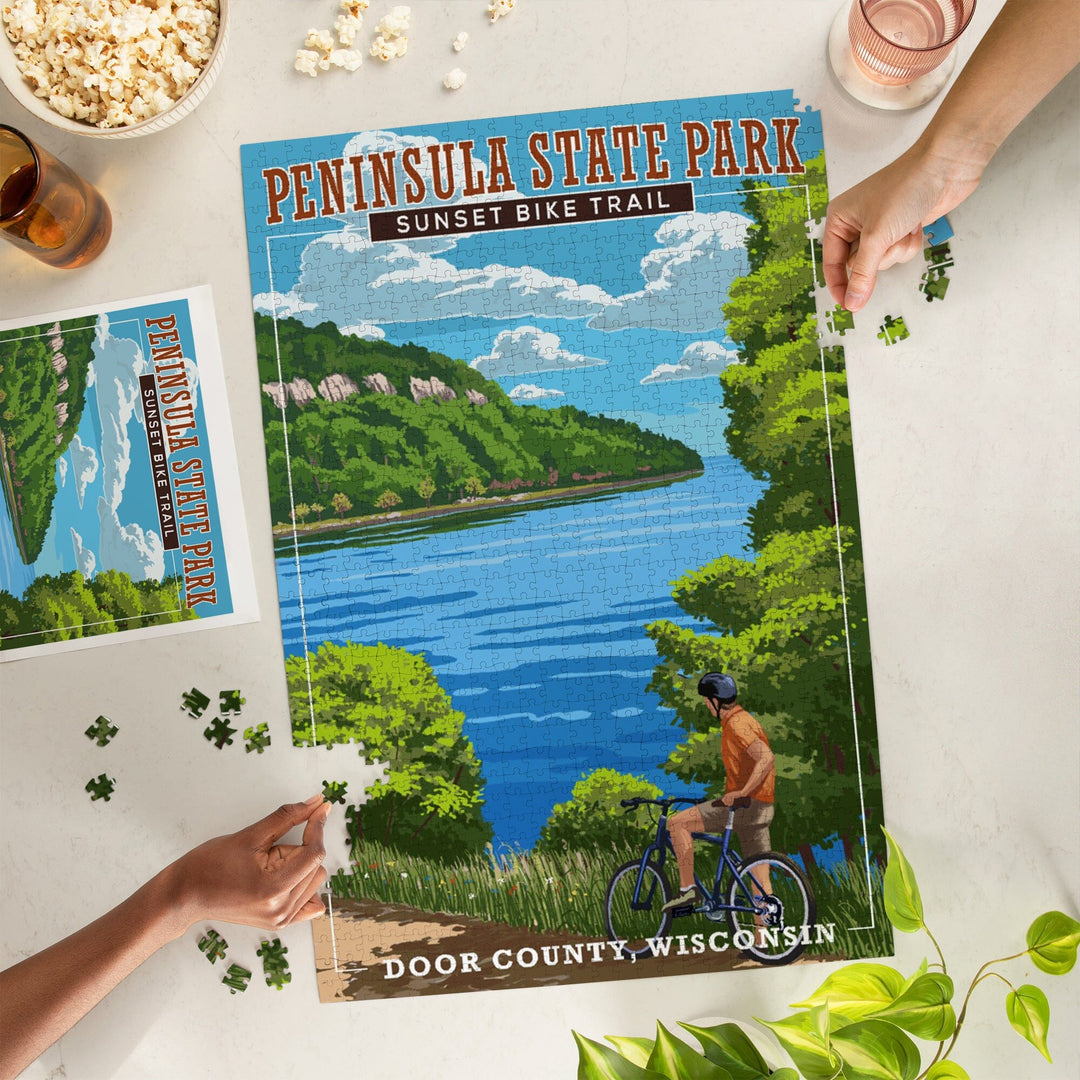 Door County, Wisconsin, Peninsula State Park, Sunset Bike Trail, Jigsaw Puzzle Puzzle Lantern Press 