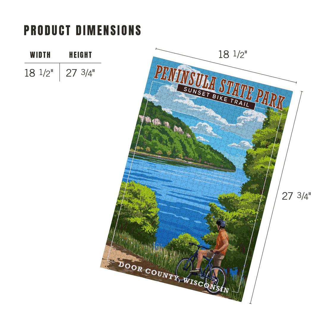 Door County, Wisconsin, Peninsula State Park, Sunset Bike Trail, Jigsaw Puzzle Puzzle Lantern Press 