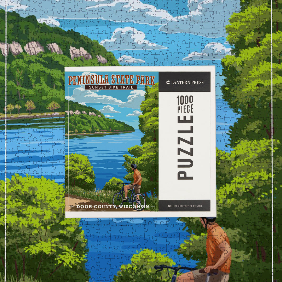 Door County, Wisconsin, Peninsula State Park, Sunset Bike Trail, Jigsaw Puzzle Puzzle Lantern Press 