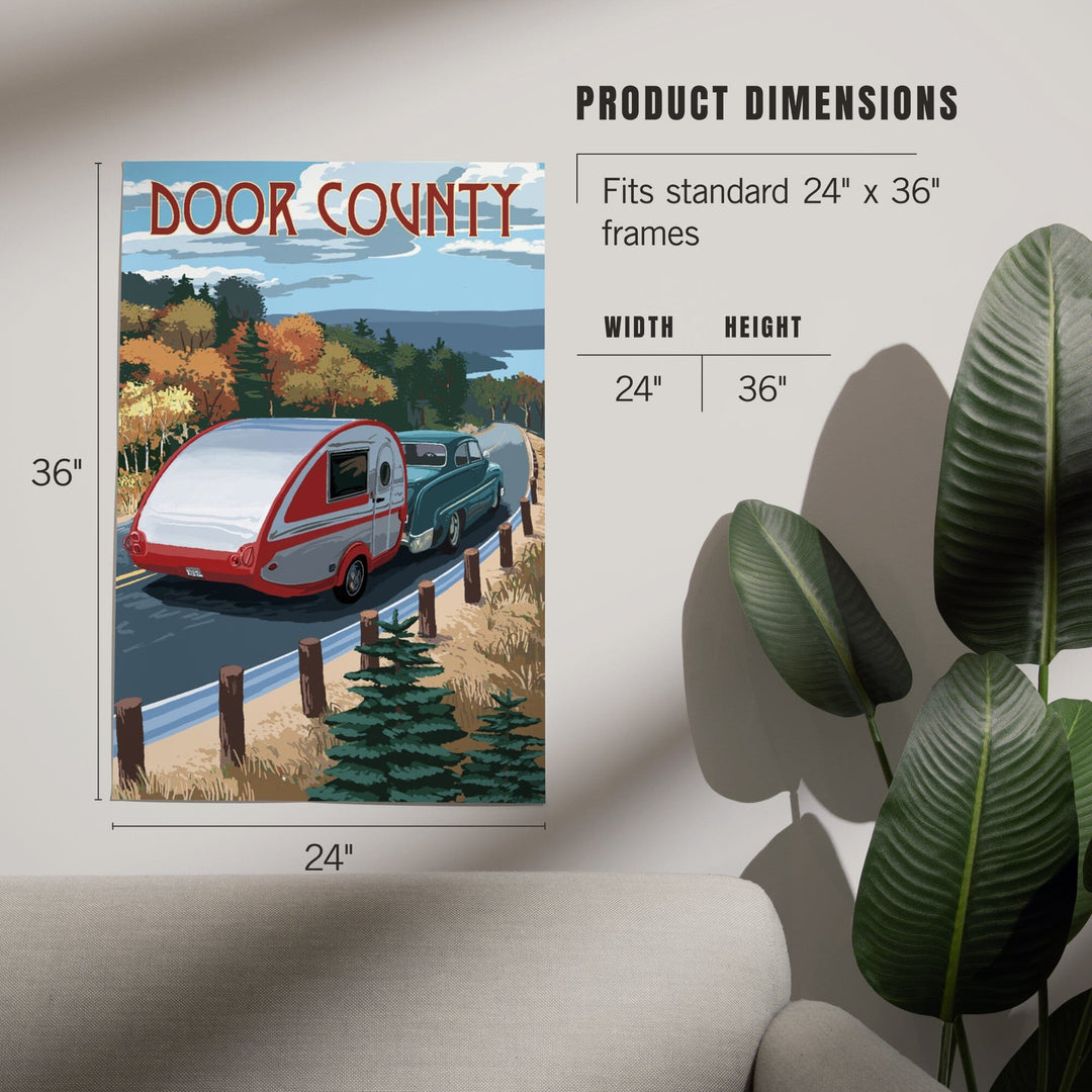 Door County, Wisconsin, Retro Camper Cruise, Art & Giclee Prints Art Lantern Press 