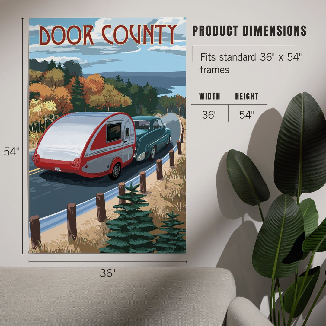 Door County, Wisconsin, Retro Camper Cruise, Art & Giclee Prints Art Lantern Press 