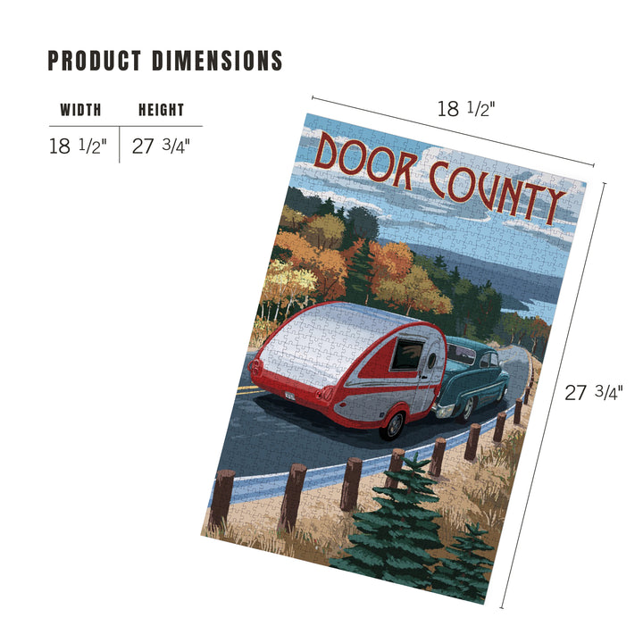 Door County, Wisconsin, Retro Camper Cruise, Jigsaw Puzzle Puzzle Lantern Press 