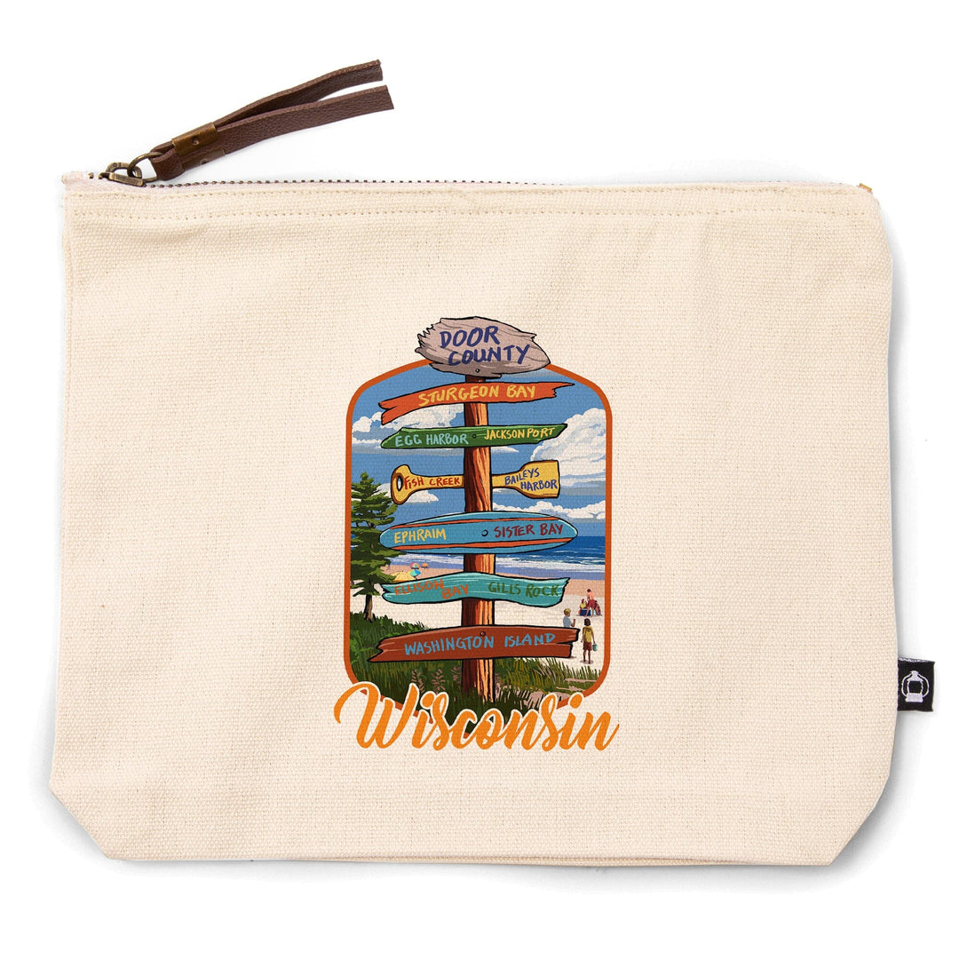 Door County, Wisconsin, Sign Destinations, Contour, Lantern Press Artwork, Accessory Go Bag - Lantern Press