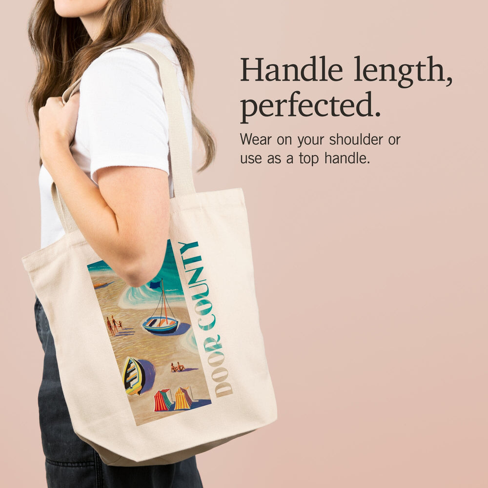 Door County, Wisconsin, Vintage Beach Scene, Tote Bag Totes Lantern Press 