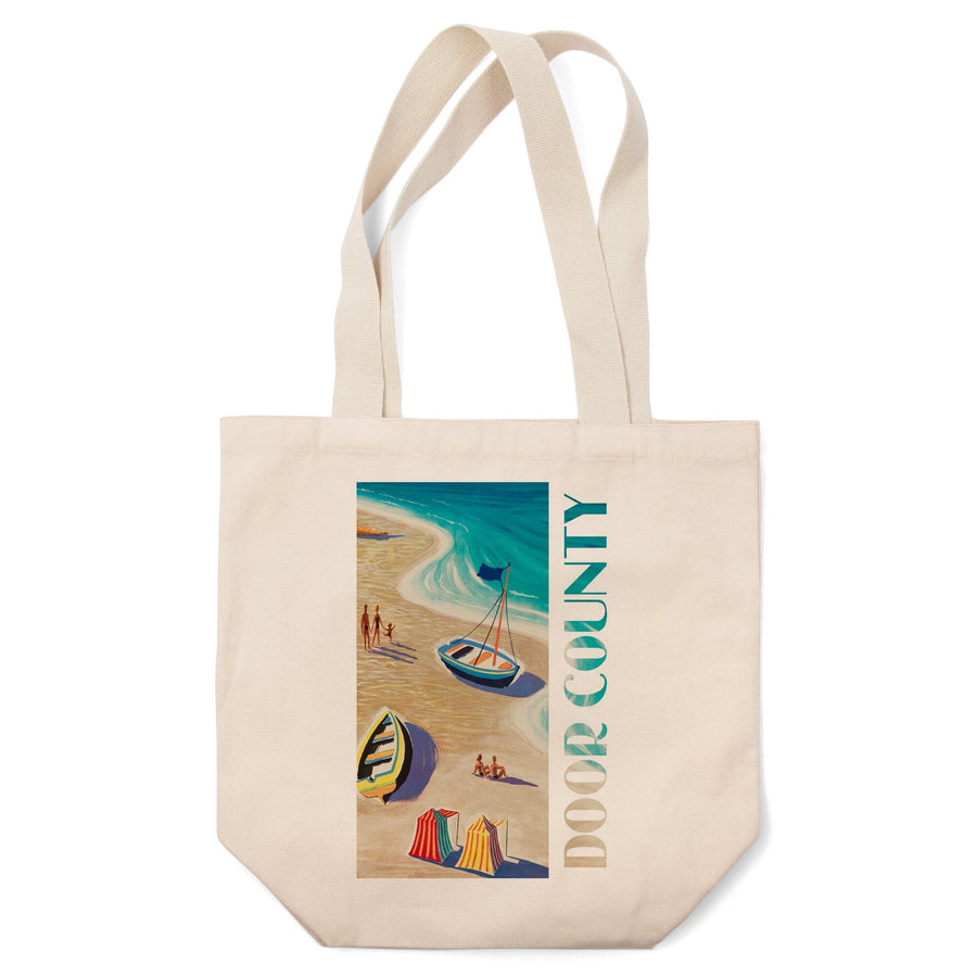 Door County, Wisconsin, Vintage Beach Scene, Tote Bag Totes Lantern Press 