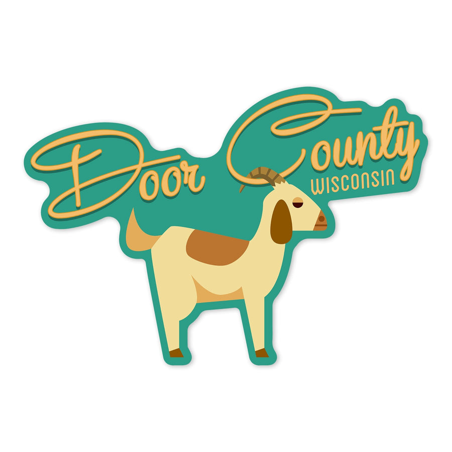 Door County,Wisconsin, Goat, Male, Geometric, Contour, Lantern Press Artwork, Vinyl Sticker Sticker Lantern Press 