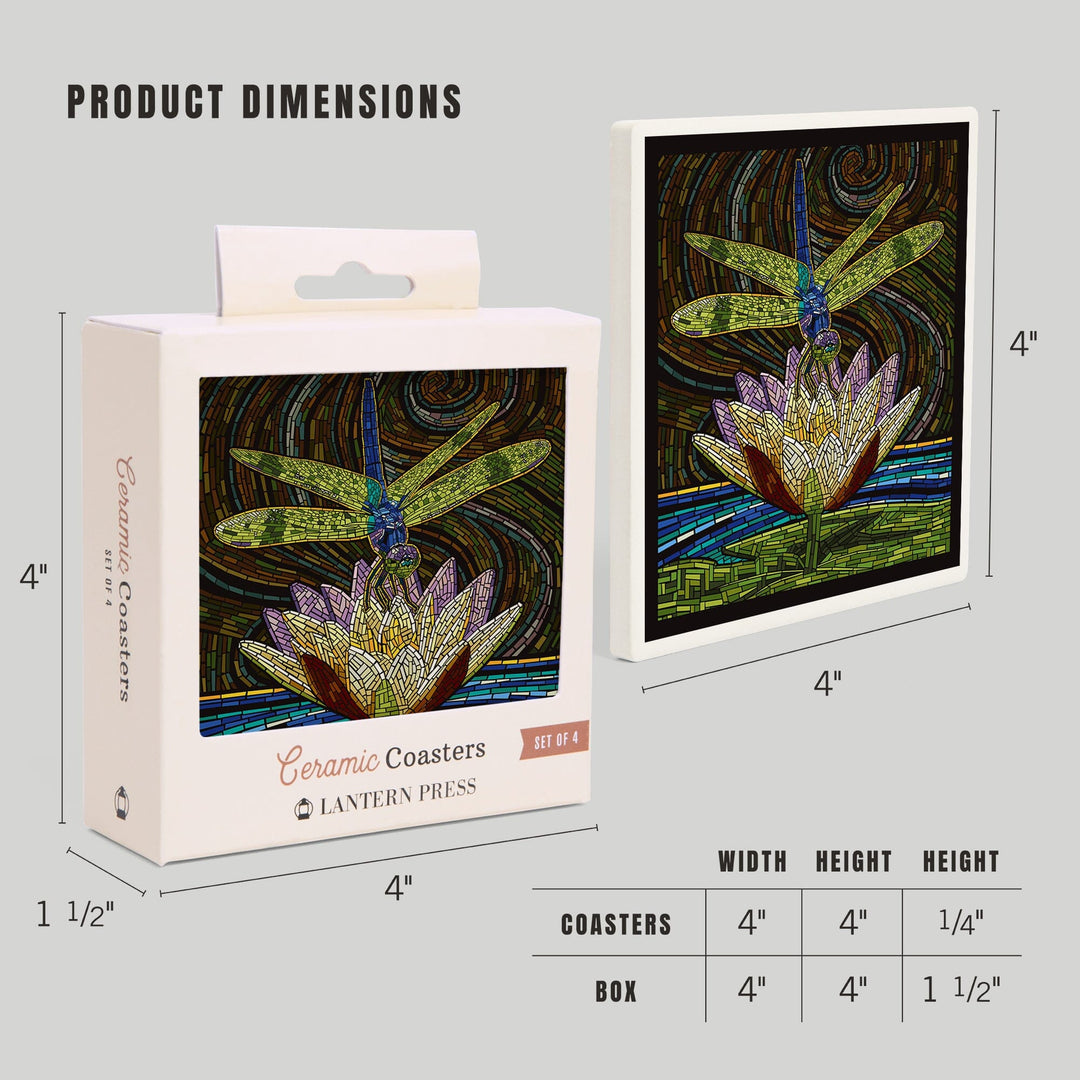 Dragonfly, Paper Mosaic, Coasters Coasters Lantern Press 