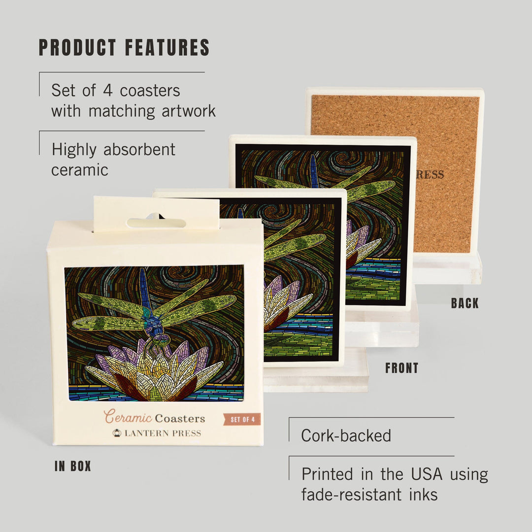 Dragonfly, Paper Mosaic, Coasters Coasters Lantern Press 