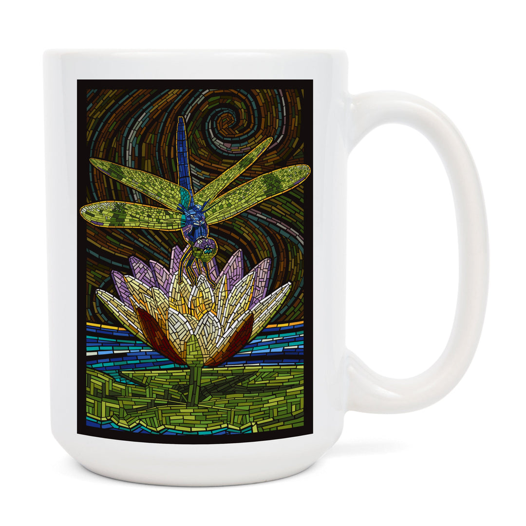 Dragonfly, Paper Mosaic, Lantern Press Artwork, Ceramic Mug Mugs Lantern Press 