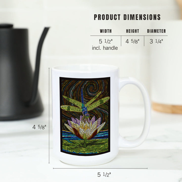 Dragonfly, Paper Mosaic, Lantern Press Artwork, Ceramic Mug Mugs Lantern Press 
