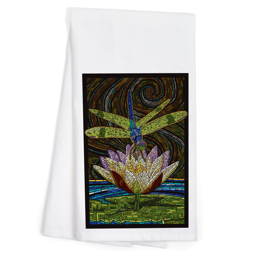 Dragonfly, Paper Mosaic, Organic Cotton Kitchen Tea Towels Kitchen Lantern Press 