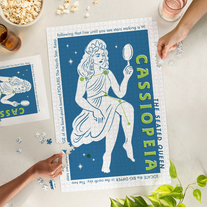 Drawings in the Stars Collection, Cassiopeia, The Seated Queen Constellation, Jigsaw Puzzle Puzzle Lantern Press 