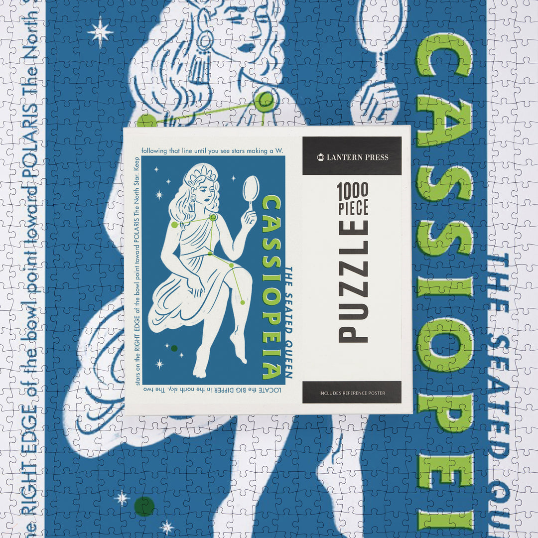Drawings in the Stars Collection, Cassiopeia, The Seated Queen Constellation, Jigsaw Puzzle Puzzle Lantern Press 