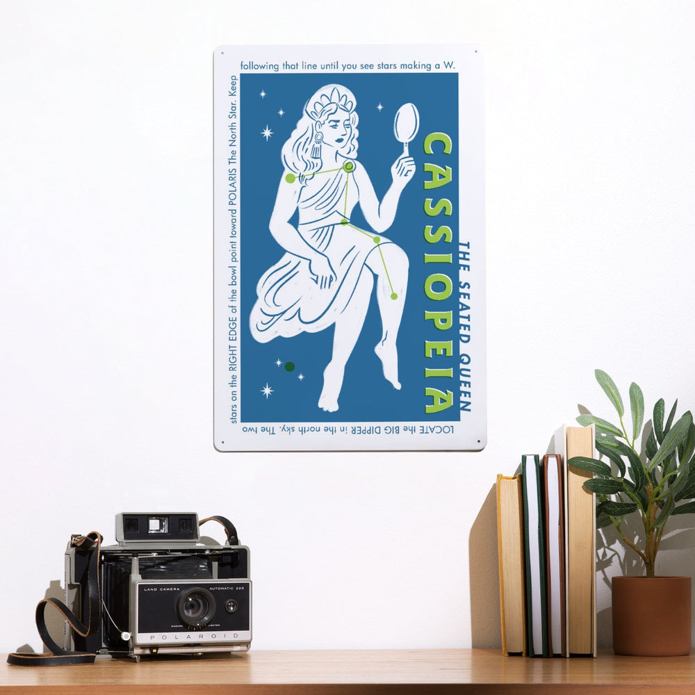 Drawings in the Stars Collection, Cassiopeia, The Seated Queen Constellation, Metal Signs Metal Lantern Press 
