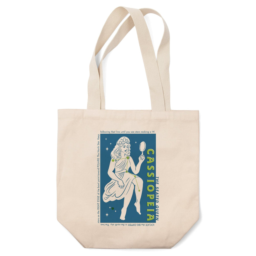 Drawings in the Stars Collection, Cassiopeia, The Seated Queen Constellation, Tote Bag Totes Lantern Press 