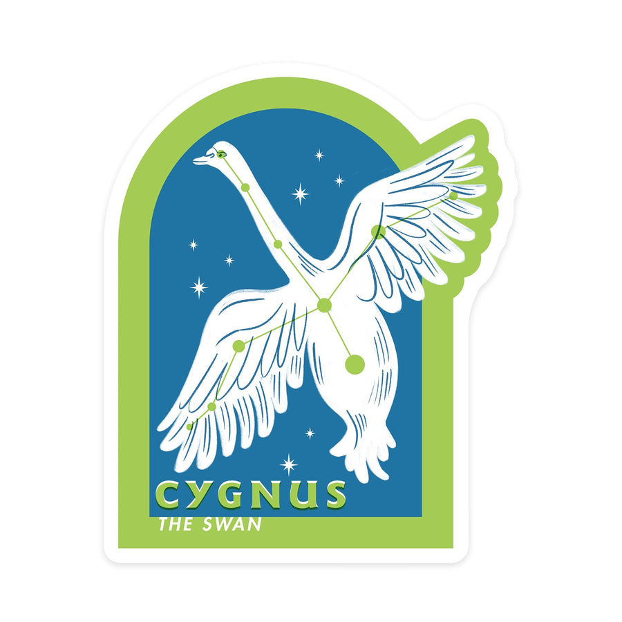 Drawings in the Stars Collection, Cygnus, The Swan Constellation, Contour, Vinyl Sticker Sticker Lantern Press 