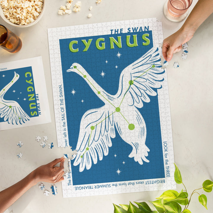 Drawings in the Stars Collection, Cygnus, The Swan Constellation, Jigsaw Puzzle Puzzle Lantern Press 
