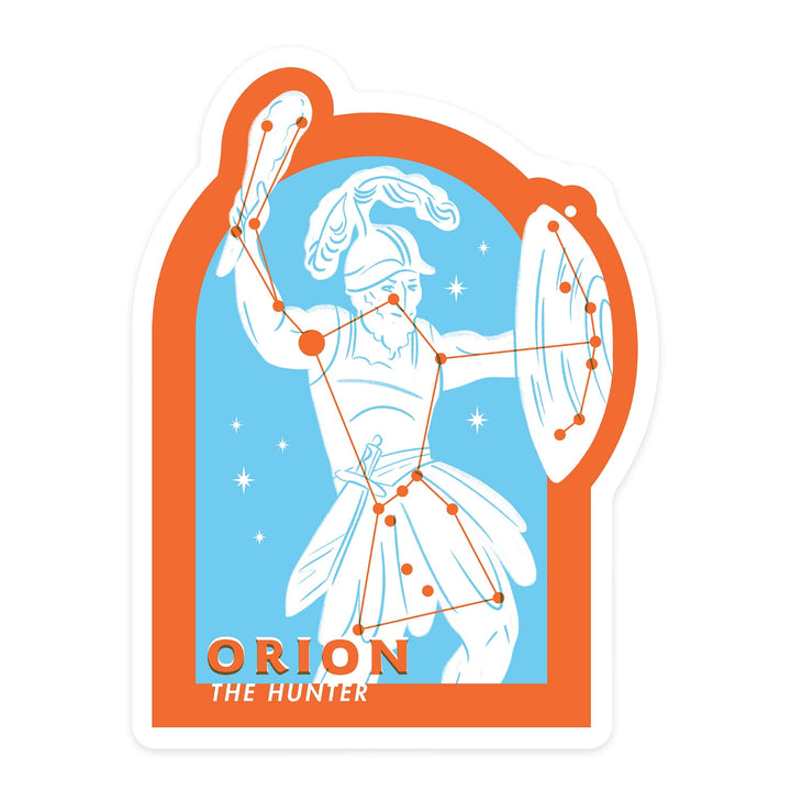 Drawings in the Stars Collection, Orion, The Hunter Constellation, Contour, Vinyl Sticker Sticker Lantern Press 