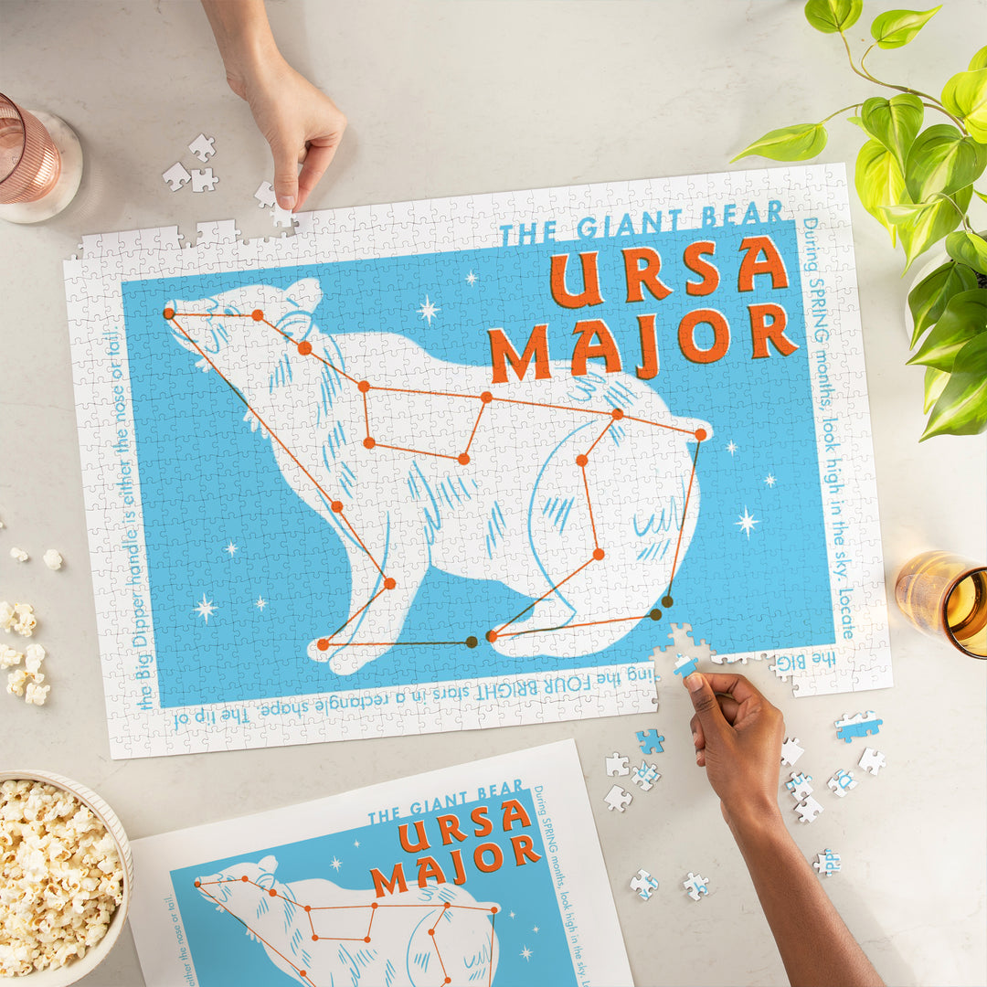 Drawings in the Stars Collection, Ursa Major, The Giant Bear Constellation, Jigsaw Puzzle Puzzle Lantern Press 