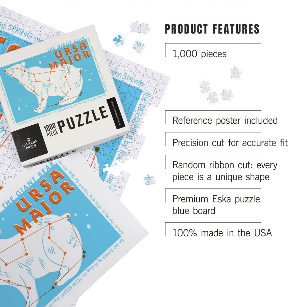 Drawings in the Stars Collection, Ursa Major, The Giant Bear Constellation, Jigsaw Puzzle Puzzle Lantern Press 