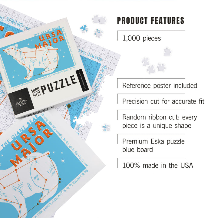 Drawings in the Stars Collection, Ursa Major, The Giant Bear Constellation, Jigsaw Puzzle Puzzle Lantern Press 