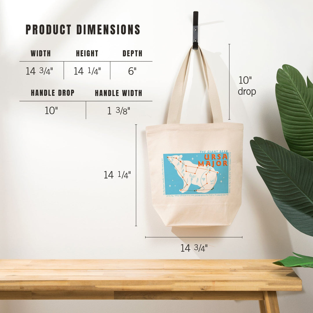 Drawings in the Stars Collection, Ursa Major, The Giant Bear Constellation, Tote Bag Totes Lantern Press 