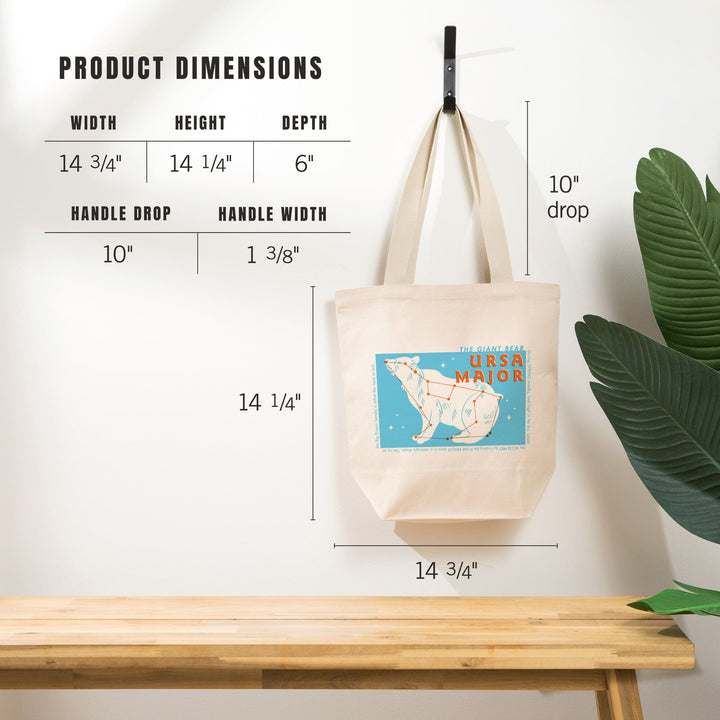 Drawings in the Stars Collection, Ursa Major, The Giant Bear Constellation, Tote Bag Totes Lantern Press 