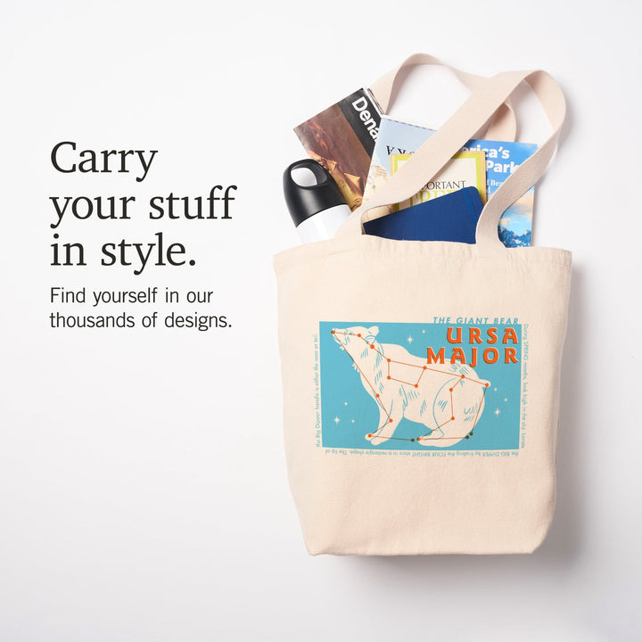 Drawings in the Stars Collection, Ursa Major, The Giant Bear Constellation, Tote Bag Totes Lantern Press 