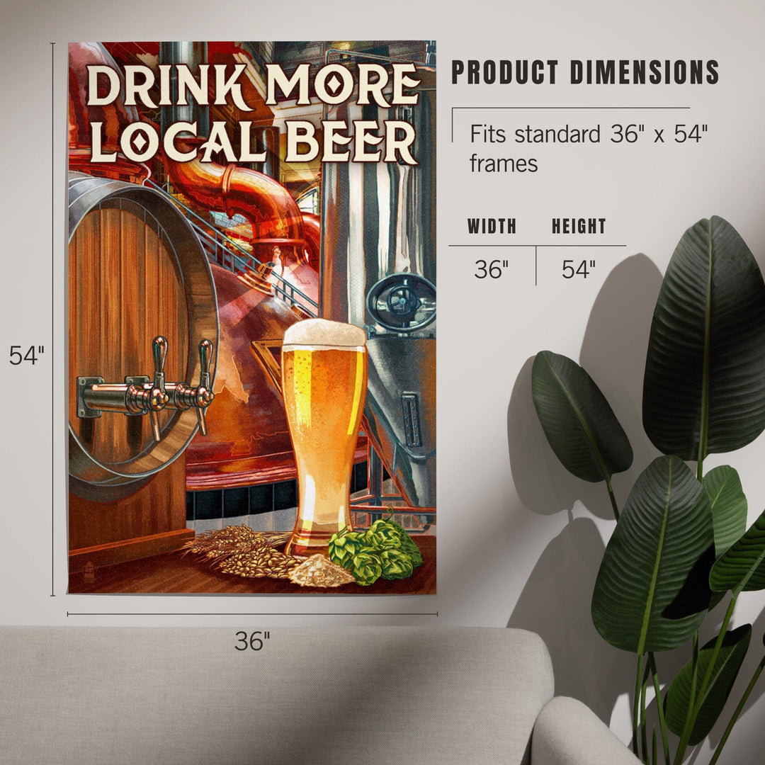 Drink More Local Beer, Brewery Scene, Art & Giclee Prints Art Lantern Press 