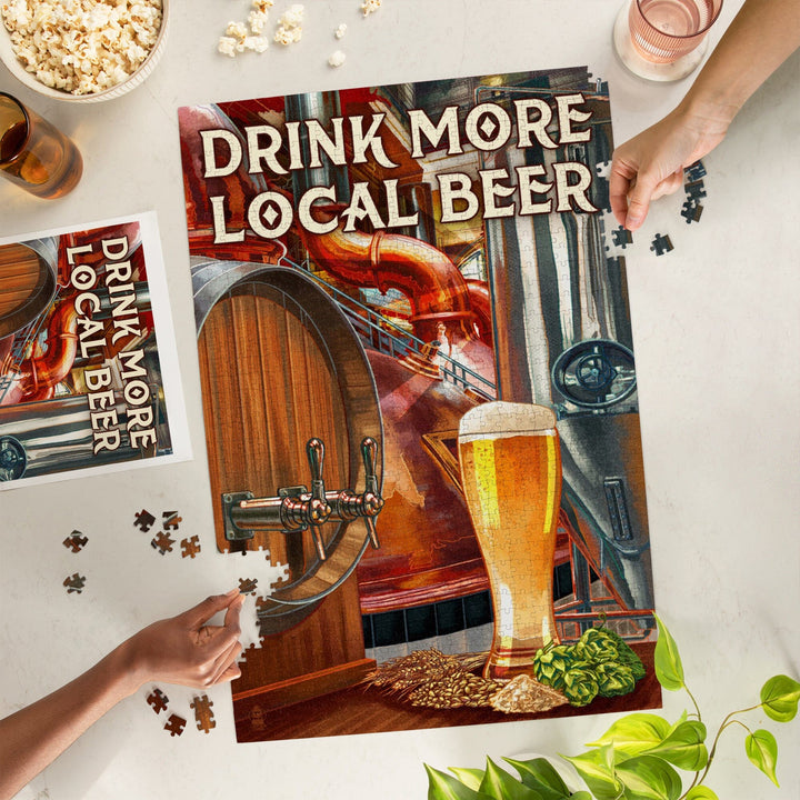 Drink More Local Beer, Brewery Scene, Jigsaw Puzzle Puzzle Lantern Press 