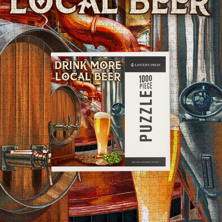 Drink More Local Beer, Brewery Scene, Jigsaw Puzzle Puzzle Lantern Press 