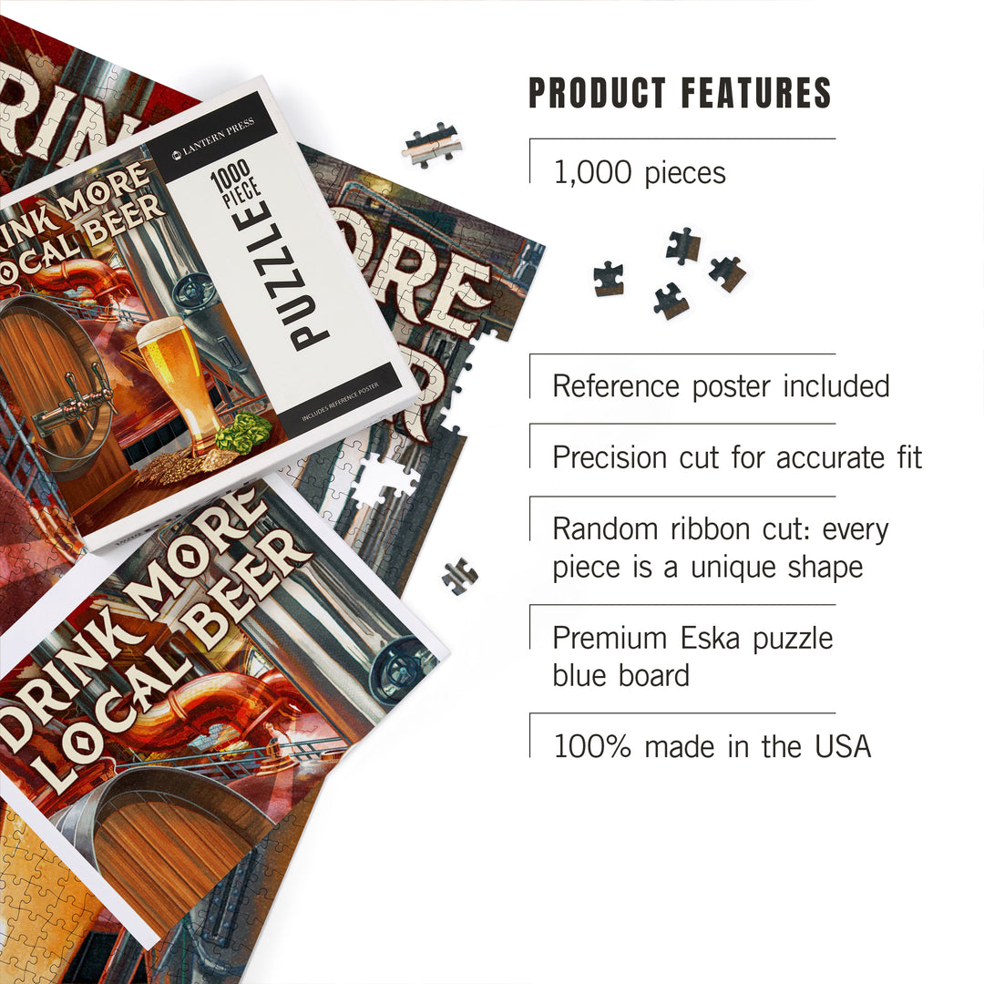 Drink More Local Beer, Brewery Scene, Jigsaw Puzzle Puzzle Lantern Press 