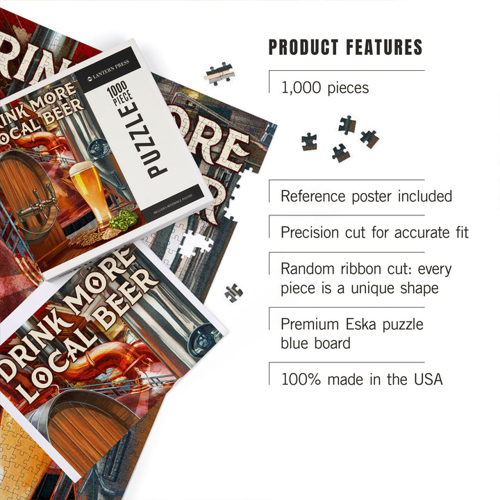Drink More Local Beer, Brewery Scene, Jigsaw Puzzle Puzzle Lantern Press 